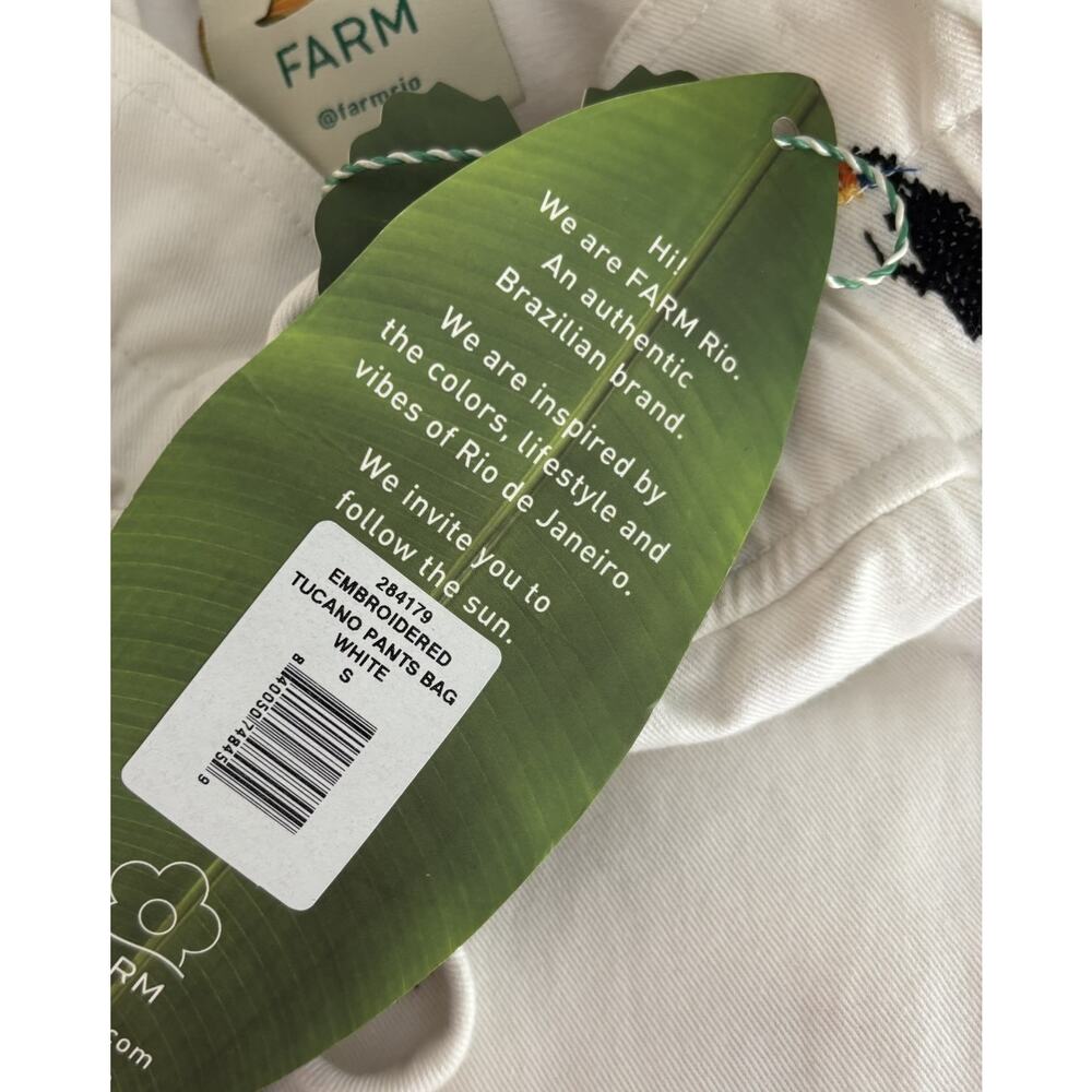New Farm Rio Embroidered Beaded Tucano Toucan Pants White Size Small - Picture 11 of 11